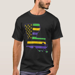 Camiseta Vintage Us New Orleans Mardi Gras Flag Fleur De