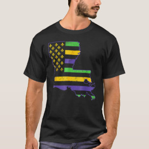 Camiseta Vintage Us New Orleans Mardi Gras Flag Fleur De Li