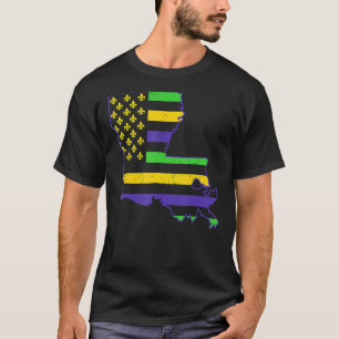 Camiseta Vintage Us New Orleans Mardi Gras Flag Fleur De Li