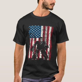 Camiseta Vintage USA American Flag Ice Hockey Goalie 4th of