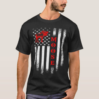 Camiseta Vintage USA American Flag Moose Wapiti Deer Stag