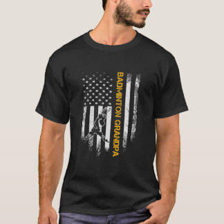 Camiseta Vintage USA American Flag Proud Badminton Avô