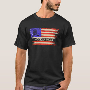 Camiseta Vintage Usa American Flag Proud Hockey Player Mom 