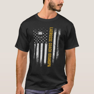 Camiseta Vintage USA American Flag Proud Lacrosse Coach Gra