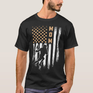 Camiseta Vintage USA American Flag Proud Lacrosse Mãe Lax S