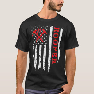 Camiseta Vintage USA American Flag Roofer 4 de julho Roofi
