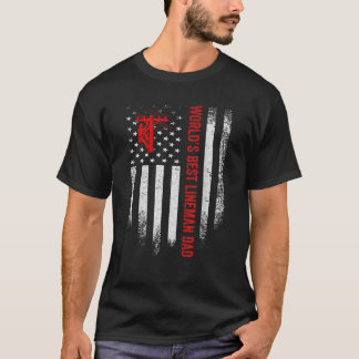 Camiseta Vintage USA American Flag World Best Lineman Pai