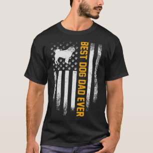 Camiseta Vintage USA Best Pug Dog Pai Ever American Flag Fu