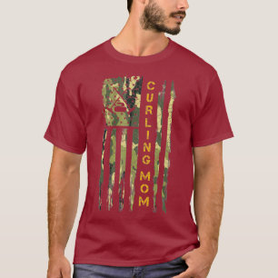 Camiseta Vintage USA Camo Flag Orgulhoso Curler Mãe Curler