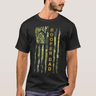 Camiseta Vintage USA Camo Flag Proud Roofer Pai Roofing Sil