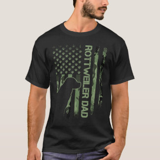 Camiseta Vintage USA Camo Flag Proud Rottweiler Dad Rottie 