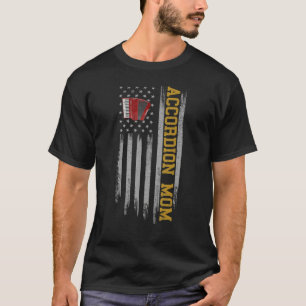 Camiseta Vintage Usa Flag Accordion Mãe Acordionista Silhou