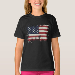 Camiseta Vintage USA Flag Afastou 4 De Julho Patriótico