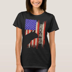 Camiseta Vintage USA Flag French Buldogue Dog Pai Frenchie 