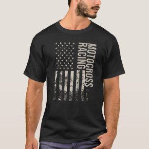 Camiseta Vintage USA Flag Motocross Racing
