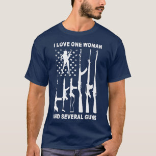 Camiseta Vintage USA Flag Pai Avô I Love One Woman & Se