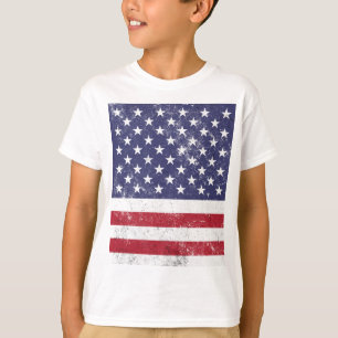 Camiseta Vintage USA Flag Patriótico Americano Red White Bl