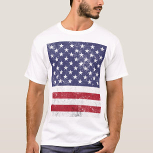 Camiseta Vintage USA Flag Patriótico Americano Red White Bl