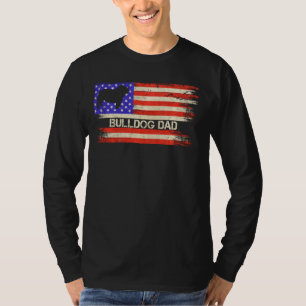 Camiseta Vintage Usa Flag Proud English Buldog Dog Pai Sil