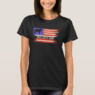 Camiseta Vintage Usa Flag Proud English Buldog Dog Pai Sil