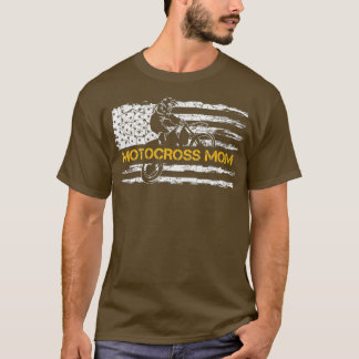 Camiseta Vintage USA Flag Proud Motocross Dirt Bike Mãe