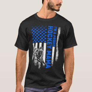 Camiseta Vintage USA Flag Sou Uma Mãe De Hóquei Orgulhosa