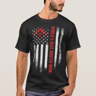 Camiseta Vintage USA Flag Worlds Best Roofer Mãe F