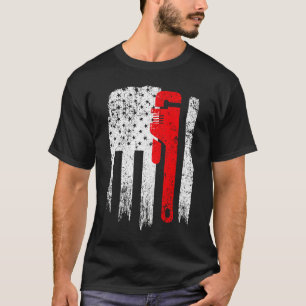 Camiseta Vintage USA Red White Plumber American Flag