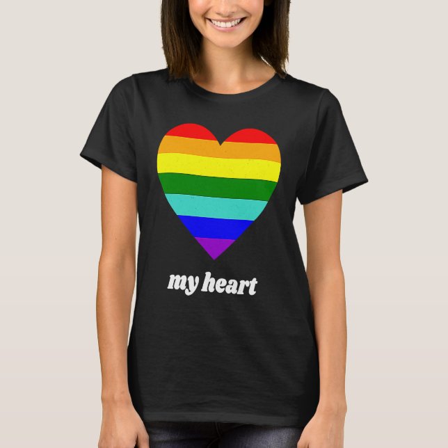 Camiseta Vintage Valentine Rainbow My Heart (Frente)