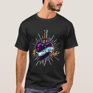 Camiseta Vintage Vaporwave Heart Tattoo