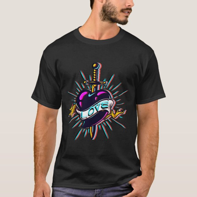 Camiseta Vintage Vaporwave Heart Tattoo (Frente)