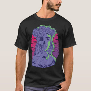 Camiseta Vintage vaporwave meia mulher - meio-morto esquelé