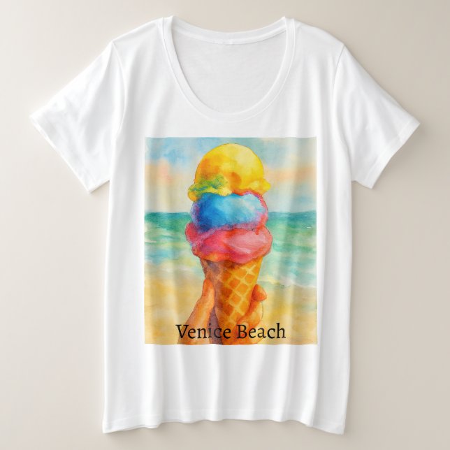 Camiseta Vintage Venice Beach California Watercolor (Frente do Design)