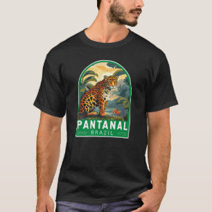 Camiseta Vintage Viagem de arte Pantanal Brasil Jaguar