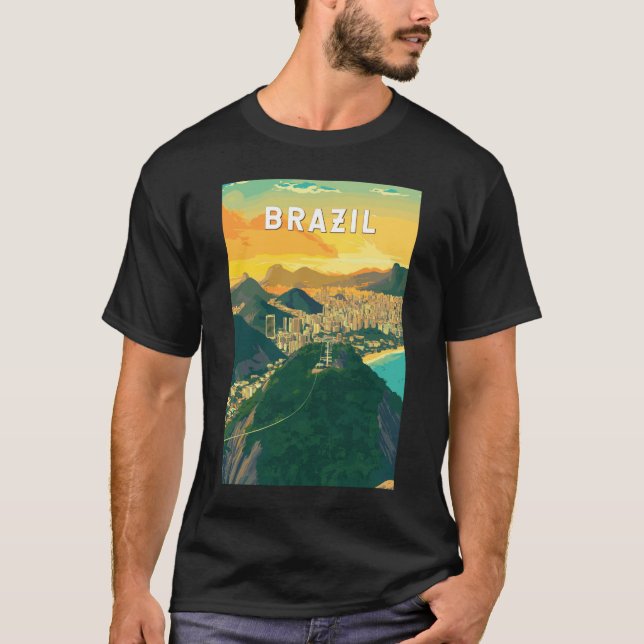 Camiseta Vintage Viagem de ilustração do Brasil (Frente)
