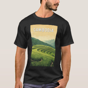 Camiseta Vintage Viagem de ilustração do Camboja