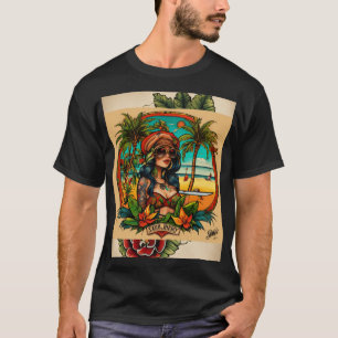 Camiseta Vintage Vibes: Design de Tatuagem Tradicional Amer