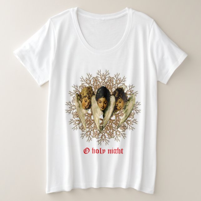 Camiseta Vintage Victorian Angels “O Holy Night”  (Frente do Design)