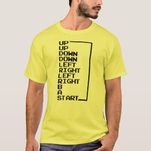 Camiseta Vintage Video Game: Código Konami em letra de 8 bi