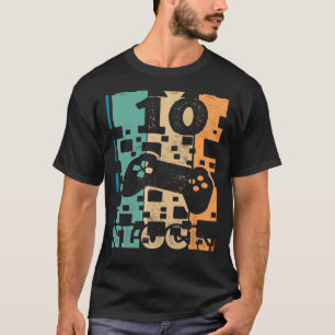 Camiseta Vintage Video Gamer Nível 10 Desbloqueado 10º Aniv