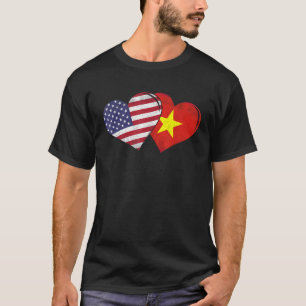 Camiseta Vintage Vietnam American Flag Heart For Vietnamese