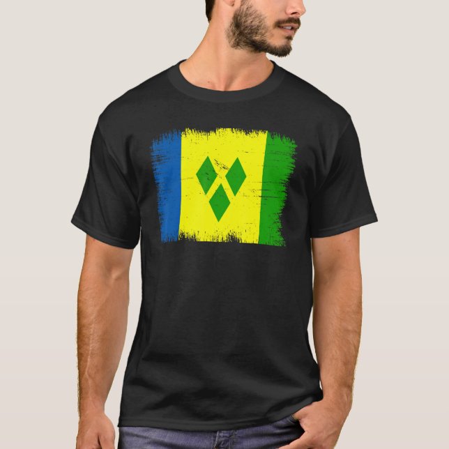 Camiseta Vintage Vincent and Grenadines Flag Santo Vinc (Frente)