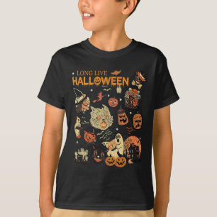 Camiseta Vintage Vintage Pumpkin Witch Ghost Black C
