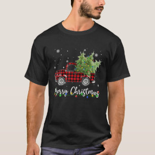Camiseta Vintage Wagon Árvore De Natal Em Caminhão Red Buff