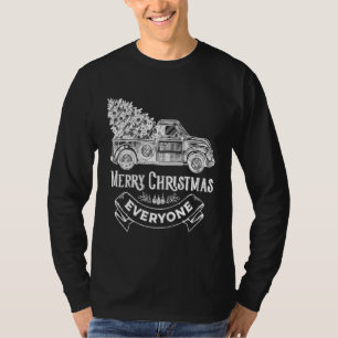 Camiseta Vintage Wagon Christmas X Mas Tree On Red Truck