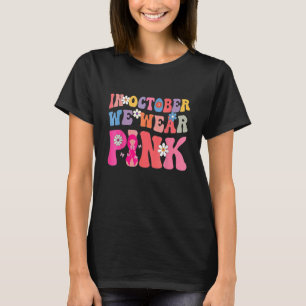 Camiseta Vintage Wavy Lines Groovy Em Outubro Vestimos Rosa