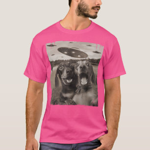 Camiseta Vintage Weiner Ufo Encontra Funny Ufo E Dachsh