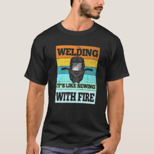 Camiseta Vintage Welder Com Ditos Para Mulheres Soldadura M