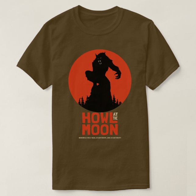 Camiseta Vintage Werewolf Howling na Lua (Frente do Design)