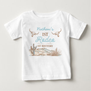 Camiseta Vintage Western Cowboy Primeiro Rodeio Aniversário